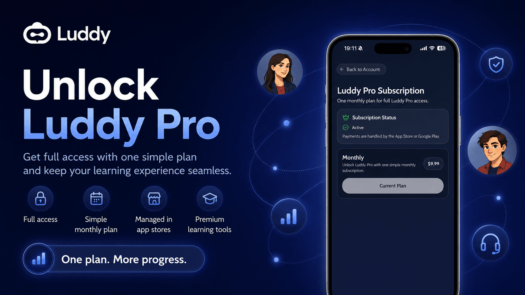 Unlock Luddy Pro with one simple monthly plan.